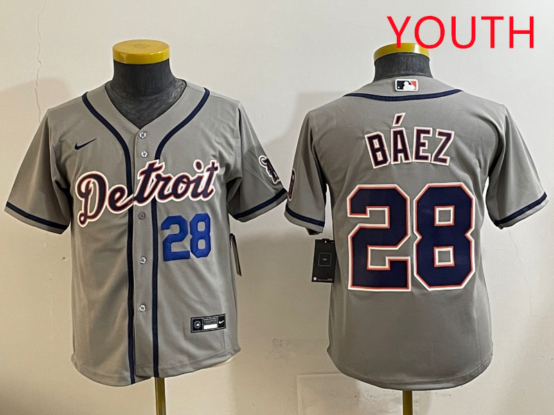 Youth 2025 Detroit Tigers 28 Baez grey Nike MLB jersey style 8